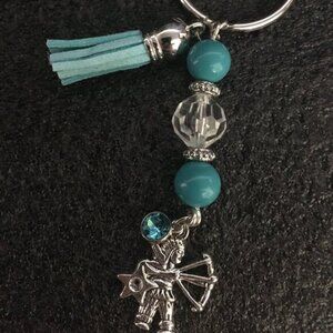 Sagittarius Keychain with Turquoise & Archer Charm